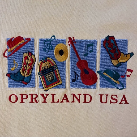 Vintage classic crewneck s/s Opryland USA souvenir butter yellow graphic tee, M - Picture 7 of 16